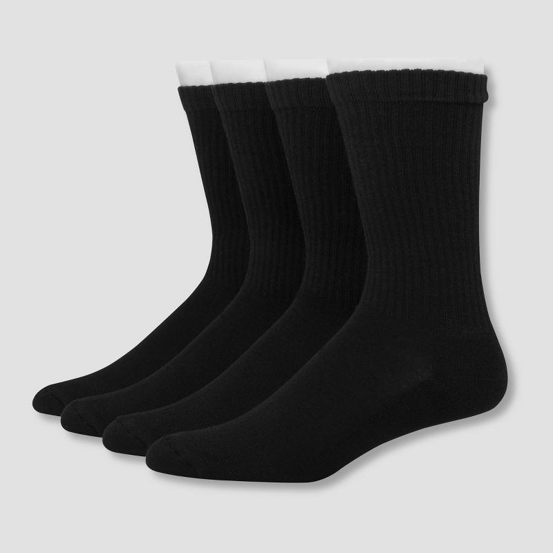 Hanes Premium Men's 4pk Cushion Casual Socks - Black 6-12, 1 of 6