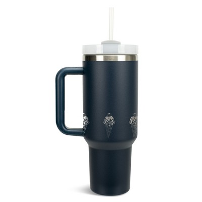 Elanze Designs Ice Cream Cone Treats Dessert 40 oz. Stainless Steel, Large Water Bottle Coffee Mug, Spill & Leak Resistant, Thermal Travel Tumbler