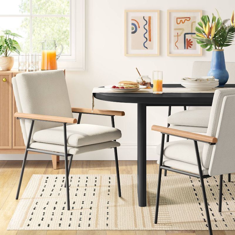 Lewes Wood Arm Upholstered Dining Chair with Metal Legs - Threshold&#8482;, 3 of 13