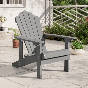 Sonkuki Outdoor Faux Wood Adirondack Chair, Patio Chair with High Back and Wide Seat - 1 of 4