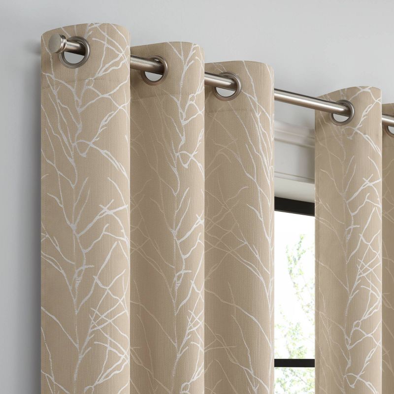 2pk Eclipse Silhouette Linen Curtain Panels with Branches Beige, 3 of 6