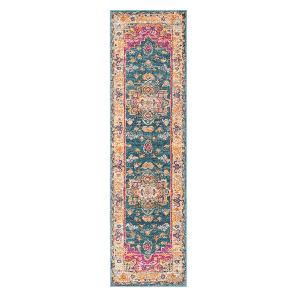 2'3inx8' Runner Medallion Loomed Blue - Safavieh