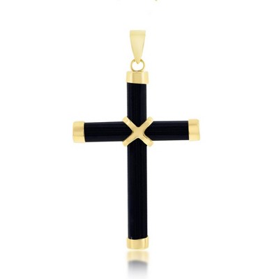 Classic Gold 14K Yellow Gold, Black Onyx Cross Pendant
