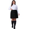 Agnes Orinda Women's Plus Size High Waist Button Front with Pocket Mini Corduroy A-Line Skirt - 3 of 4
