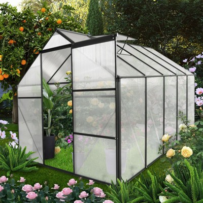 NicBex 6x10 FT Polycarbonate Greenhouse with Raised Base and Anchor Aluminum Heavy Duty Walk-in Greenhouses for Outdoor Backyard in All Season, Black