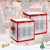 Christmas Ornament Storage Box, 2 Pcs Plastic Christmas Ball Organizers for 128 Holiday Ornaments with Lid, Dual Zippers & Side Handles - 2 of 4