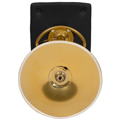 Black Vinyl Adjustable Swivel Barstool with Metal Base