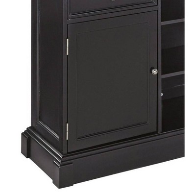 Americana Black and Oak Hardwood Bar with Adjustable Shelves