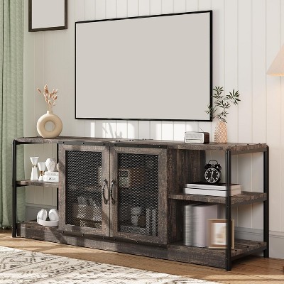 63" Farmhouse TV Stand for 65/75 inch TVs, Rustic Entertainment Center with Storage Cabinet for Living Room