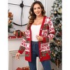 Women's Ugly Christmas Sweater Open Front Caidigans Knitted Long Sleeve Sweaters Cardigan Xmas-red 2XL - 4 of 4