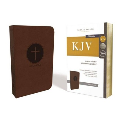 KJV, Reference Bible, Giant Print, Imitation Leather, Brown, Red Letter Edition - Large Print by  Thomas Nelson (Leather Bound)