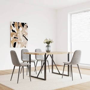 Okak Modern Dining Chairs Set of 4, Linen Upholstered with Spoon Back & Black Metal Legs, Kitchen & Dining Room Side Chairs - 1 of 4