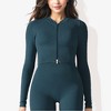 Anna-Kaci Active Women's Rib Knit Long Sleeve High Neck Cropped Sports Jacket - 2 of 4