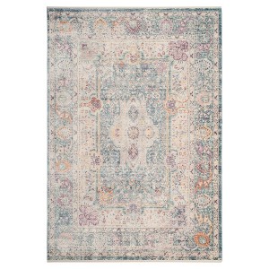 Teal/Cream Floral Loomed Accent Rug 4