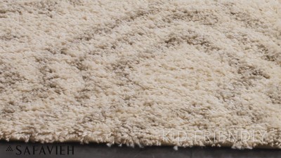 Luxurious Ivory Shag Rug with Easy Care Synthetic Fibers, 54x16 in