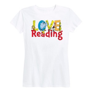 Women's - Dr. Seuss - The Cat In The Hat Book Cover Love Reading Short Sleeve Graphic T-Shirt - 1 of 4