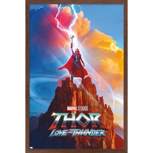 Trends International Marvel Thor: Love and Thunder - Mighty Thor One Sheet Framed Wall Poster Prints - 1 of 4