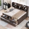 PAGED Twin Size Platform Bed Modern Wooden Bed Frame with Trundle, Open Shelves and Storage Drawers for Bedroom - 2 of 4