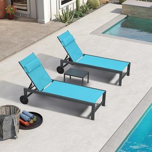 PURPLE LEAF Outdoor Lounge Chair Set Aluminum Patio Chaise Lounger with Side Table and Pillow for Outside Pool Beach Sunbathing Tanning Recliner - 1 of 1