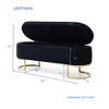 Okak 50" Oval Storage Ottoman Bench w Soft Velvet Upholstered Metal Legs Footrest Stool w Safety Hinge for Living Room, Entryway, Bedroom, Black - 4 of 4