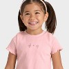 TToddler Girls' Flower Ribbed Short Sleeve T-Shirt - Cat & Jack™ Light Mauve 5T - 2 of 4
