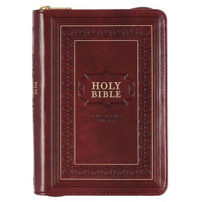 KJV Large Print Compact Bible Burgundy with Zipper Faux Leather -