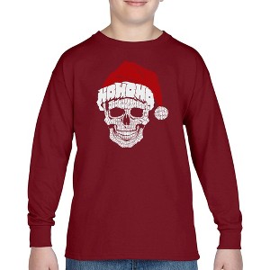 LA Pop Art Santa Skull - Boy's Word Art Long Sleeve T-Shirt - 1 of 4