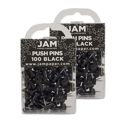 JAM Paper Colored Pushpins Black Push Pins 2 Packs of 100 222419046A