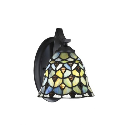 Toltec Lighting Zilo 1 - Light Sconce in  Matte Black with 7" Crescent Art Glass Shade