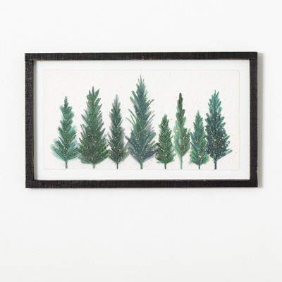 14"H Sullivans Pine Tree Watercolor Wall Art  Green