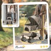 BENCMATE Pet Strollers Lightweight Foldable Pet Stroller 4 Wheels One Click Fold Pet Stroller With Swivel Wheels Steel, Brown, 30.25"*19.75"*39.00" - 3 of 4