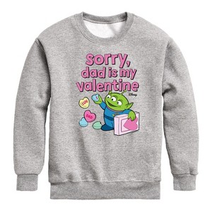 Boys' - Toy Story - Sorry Dad My Valentine Graphic Long Sleeve Fleece Sweatshirt - 1 of 4