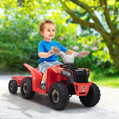 Infurnic Toy Vehicles Toddler Ride on Car with Trailer, Music, Bluetooth and Display for Boys and Girls 3-8 Years Old, Red, 41.54"*15.94"*19.09"