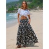 EXLURA Womens Elastic High Waist Flared Maxi Skirts Floral Swing Midi Skirt Casual Summer Long Skirt Beach Vacation Resort - 4 of 4