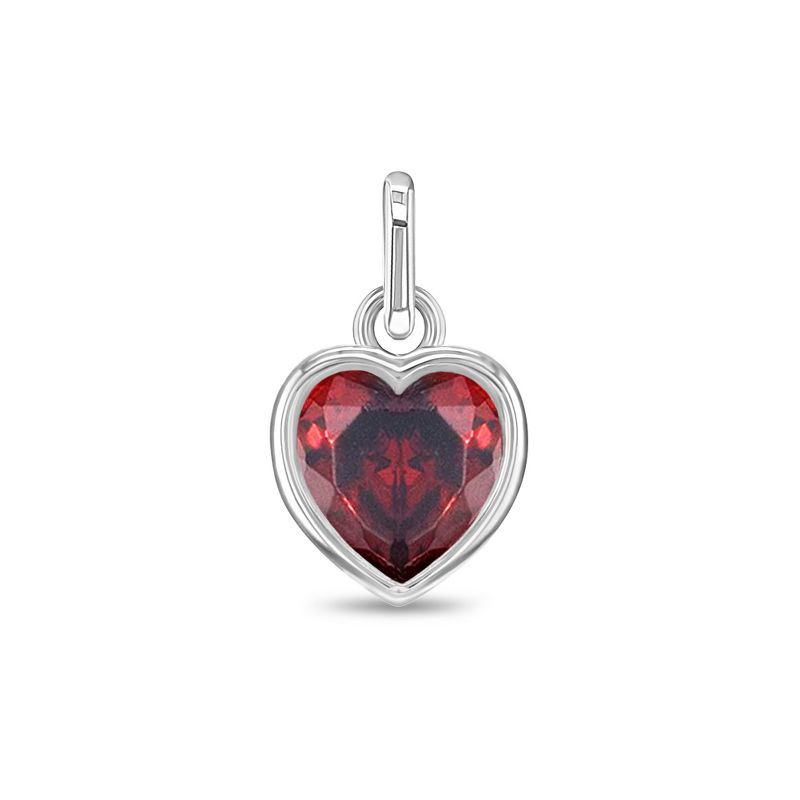 Girls' CZ Birthstone Heart Sterling Silver Charms - In Season Jewelry, 1 of 5