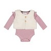 Nicole Miller Baby Girls 4 Piece Faux Fur Vest Set Violet Ice/Egret - 3 of 4