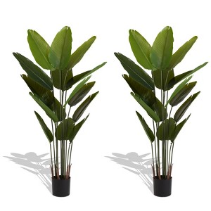 Cesicia 70.8'' H Artificial Plant, Banana Leaf Simulation, Indoor Decoration Artificial Green Tree, 2pcs/Set - 1 of 4