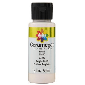 Delta 2 fl oz Ceramcoat Luxe Metallic Paint White: Water-Based, Interior & Exterior, Wood & Metal, Quick-Dry, 5 sq ft Coverage - 1 of 4