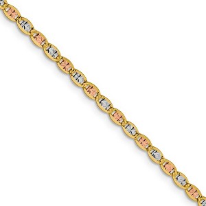 Black Bow Jewelry 2.75mm 14k Gold Tri-Color Solid Fancy Pave Anchor Chain Necklace - 1 of 4