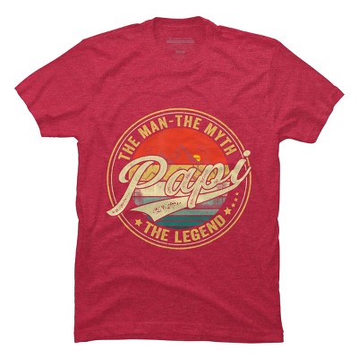 Men's Design By Humans Vintage Sunset Papi, The Man, Myth, Legend By COVI T-Shirt