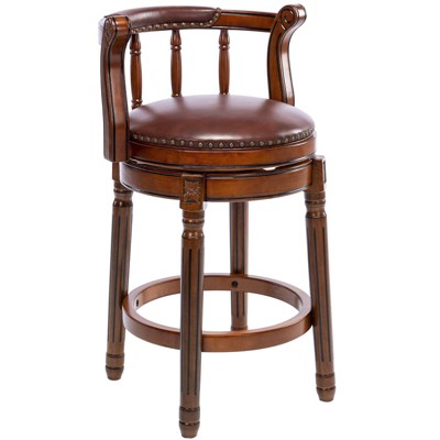NicBex Seat Height 26 Inch Swivel Bar Stools,Modern Wooden Barstools Chair with Leather Cushion for Home Kitchen Counter,Brown
