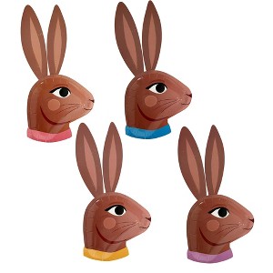 Jollity & Co. - Chocolate Bunny Dinner Plates - Pack of 8 Paper Plates, 2 of Each Color - 1 of 4