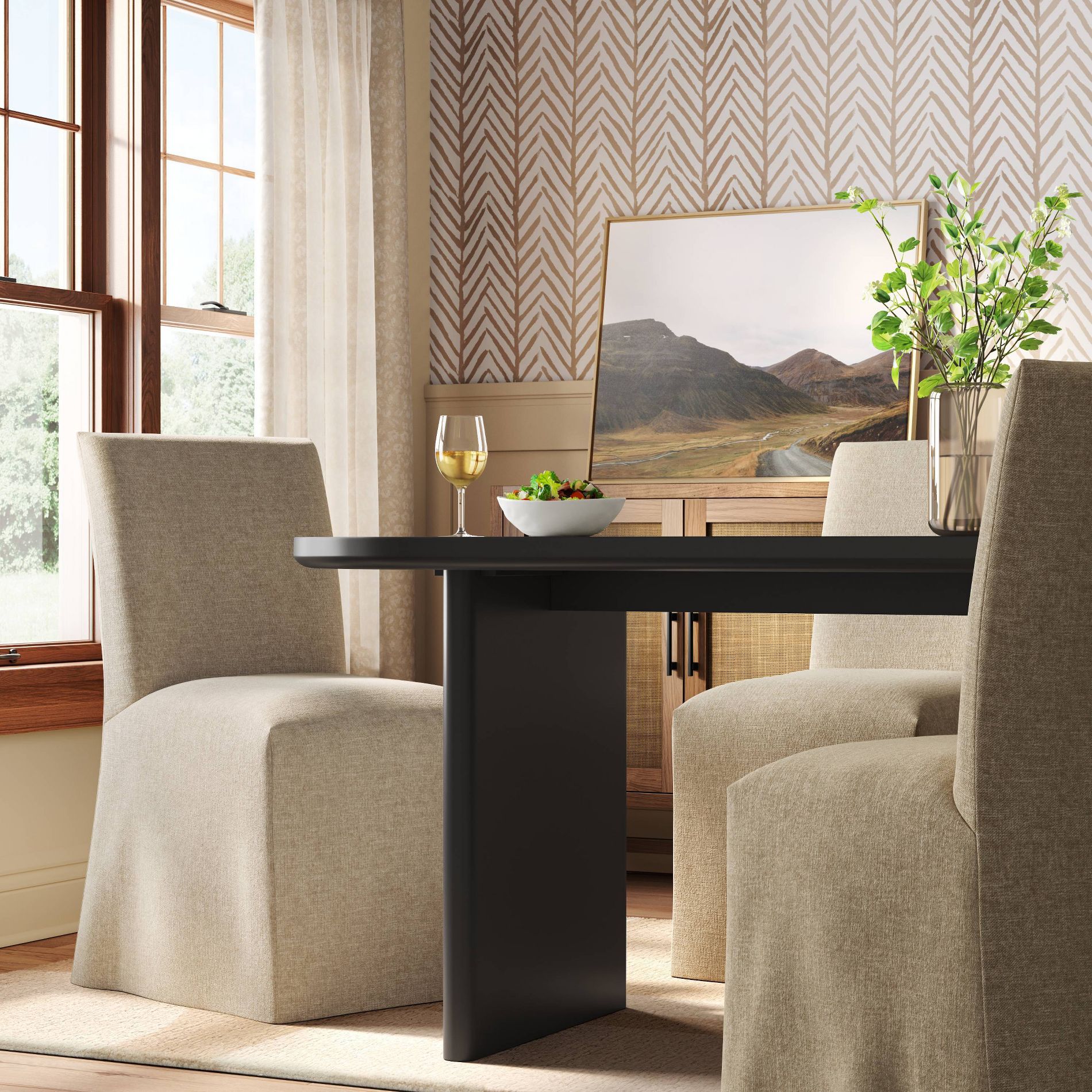 Kay Slipcovered Dining Chair in Performance Textured Weave Wheat - Threshold™