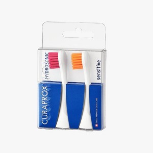 Curaprox Hydrosonic Rainbow Sensitive Brush Heads, Magenta/Orange, 2 pcs - 1 of 3