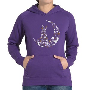 LA Pop Art Cat Sitting On Moon - Women's Word Art Hooded Sweatshirt - 1 of 4