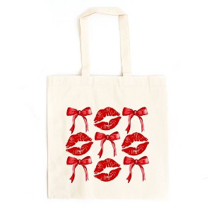 City Creek Prints Lips Coquette Bow Chart Canvas Tote Bag - 15x16 - Natural - 1 of 2