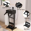 Wooden Valet Stand for Men Women, Clothing Rack with Drawer,Coat Hanger,Tray Organizer,Necktie Bar,Shoe Shelf, Suit Valet for Bedroom Office Entryway - 3 of 4