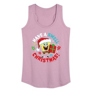 Women's - SpongeBob SquarePants - Have A Swell Christmas Graphic Racerback Tank - 1 of 4