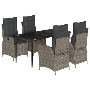 vidaXL Garden Dining Set Grey PE Rattan 5-Piece Set - 1 of 4