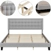 Button Tufted Upholstered Headboard Bed Frame, Sturdy Metal Foundation with Wood Slats, No Box Spring Needed, Platform Design for Bedroom. - 4 of 4